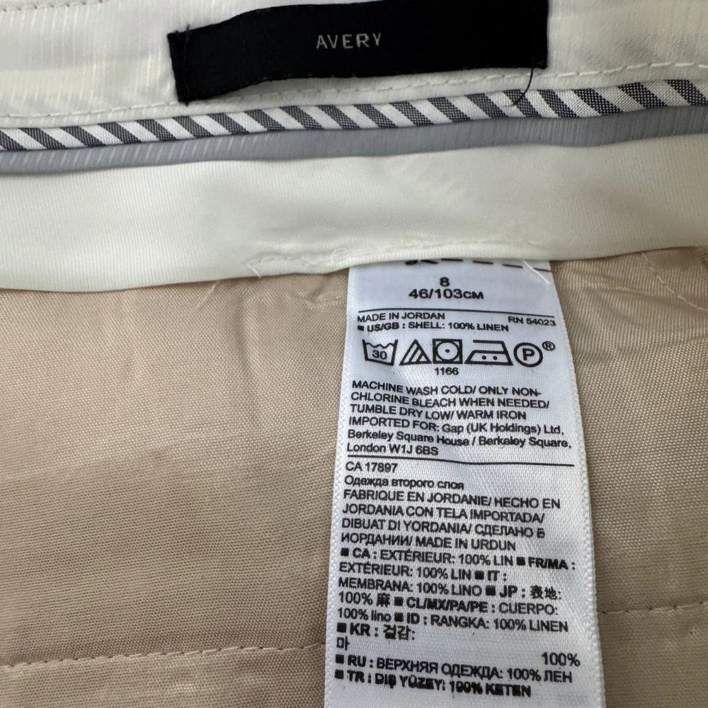 Banana Republic Avery Linen Pants Womens 8 Beige Straight Leg Trousers Neutral